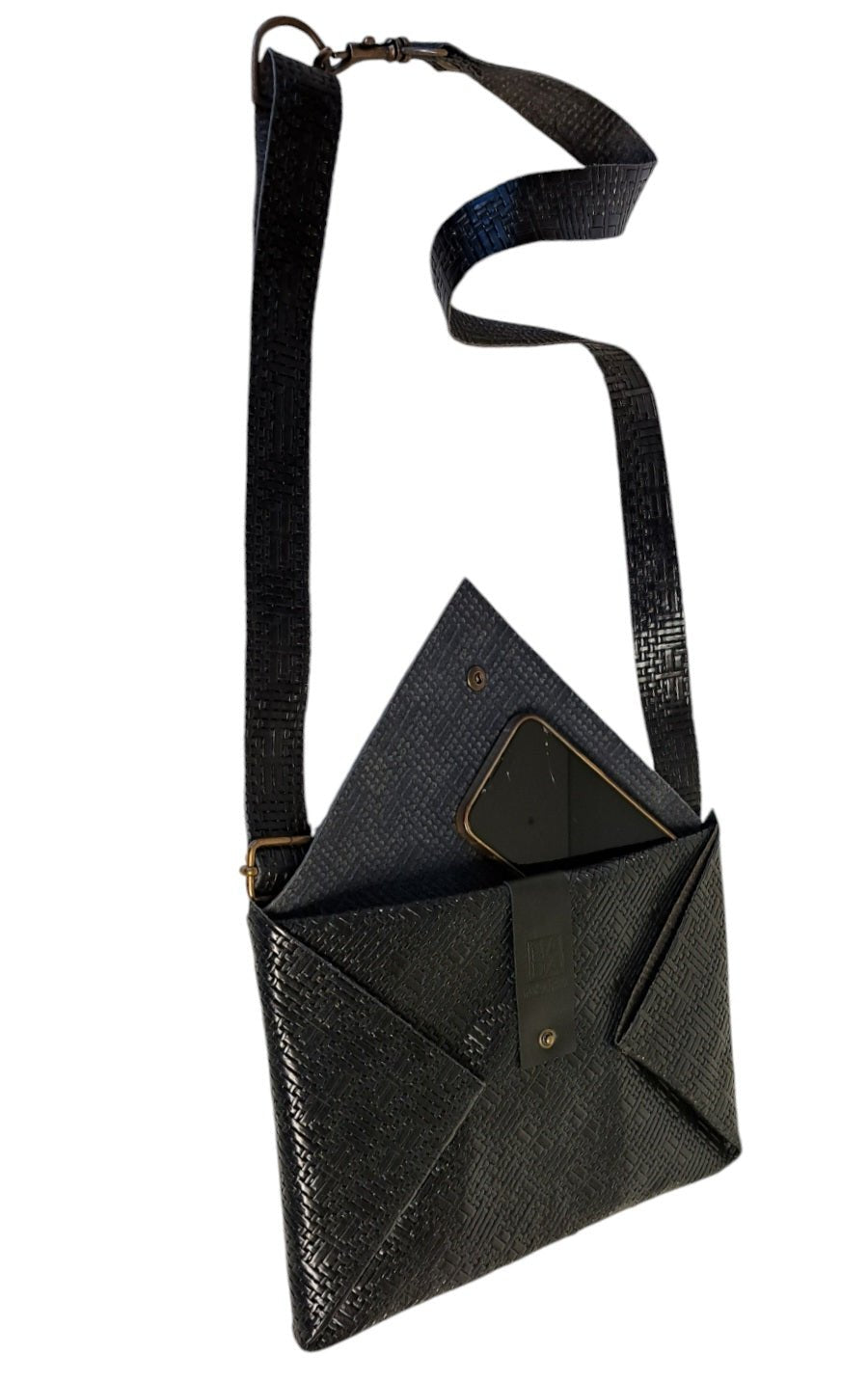Sac Post cuir vannerie noir