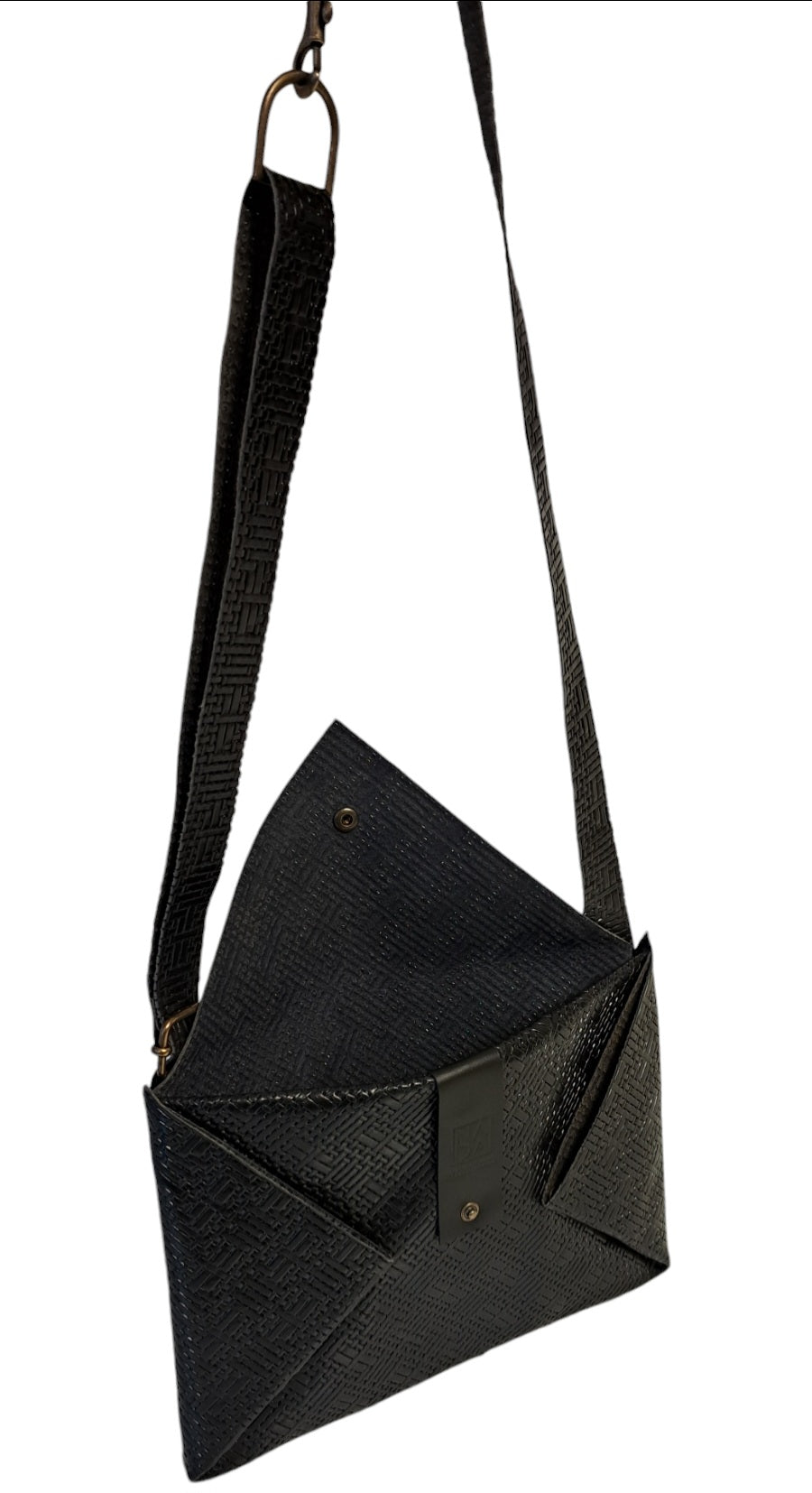 Sac Post cuir vannerie noir