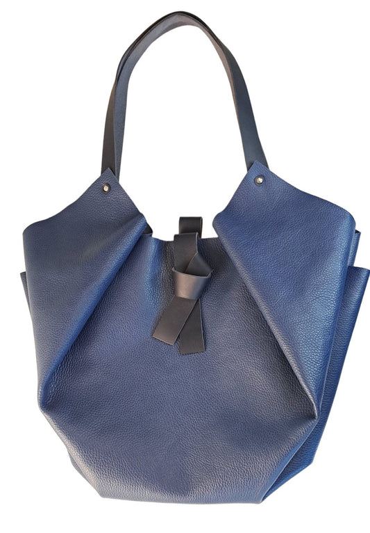 Sac Tulip Caba cuir bleu grainé