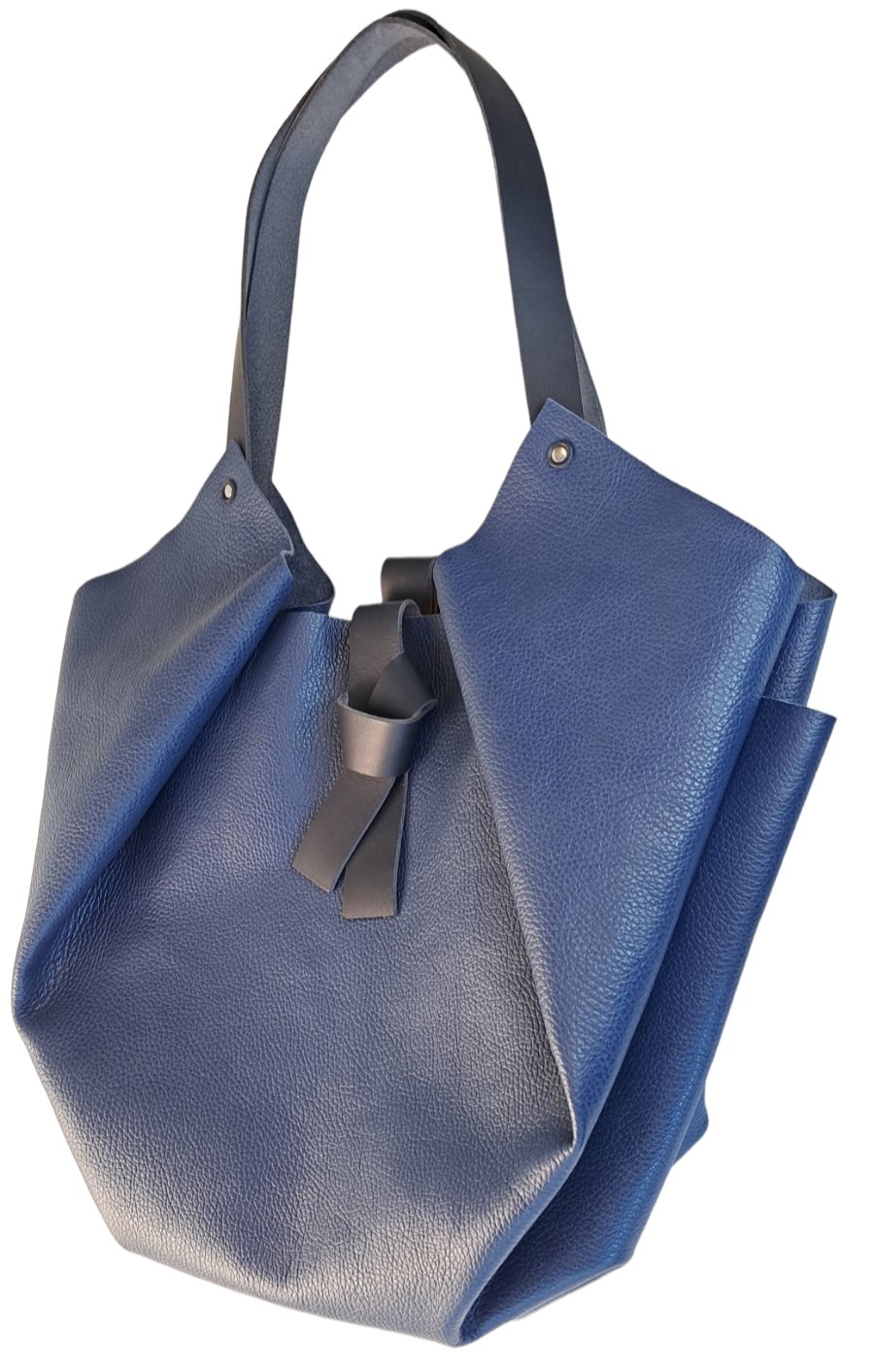 Sac Tulip Caba cuir bleu grainé