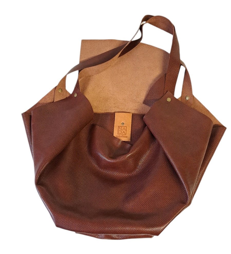 Sac Tulip grain gauffré vannerie châtaigne