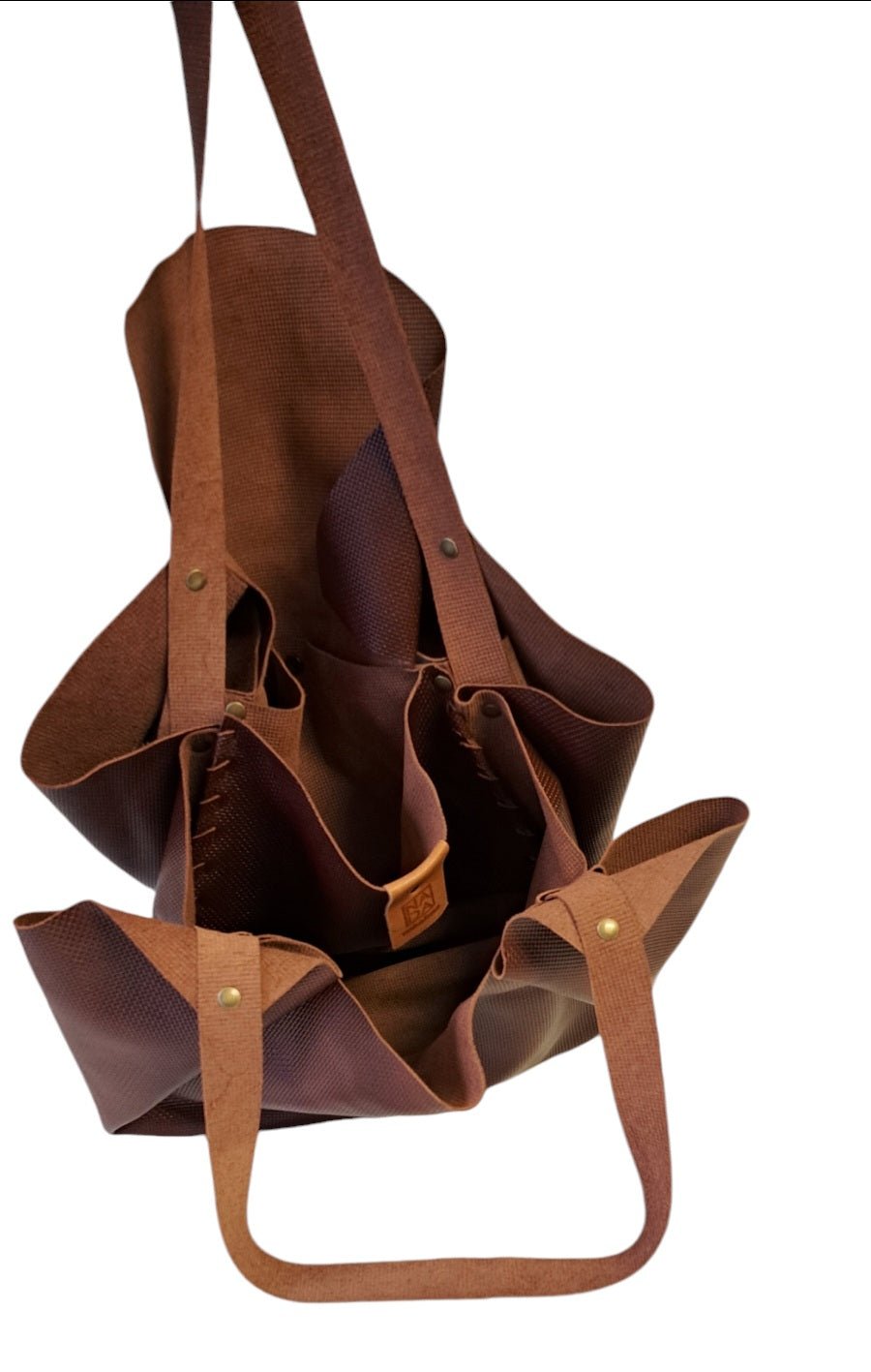 Sac Tulip grain gauffré vannerie châtaigne