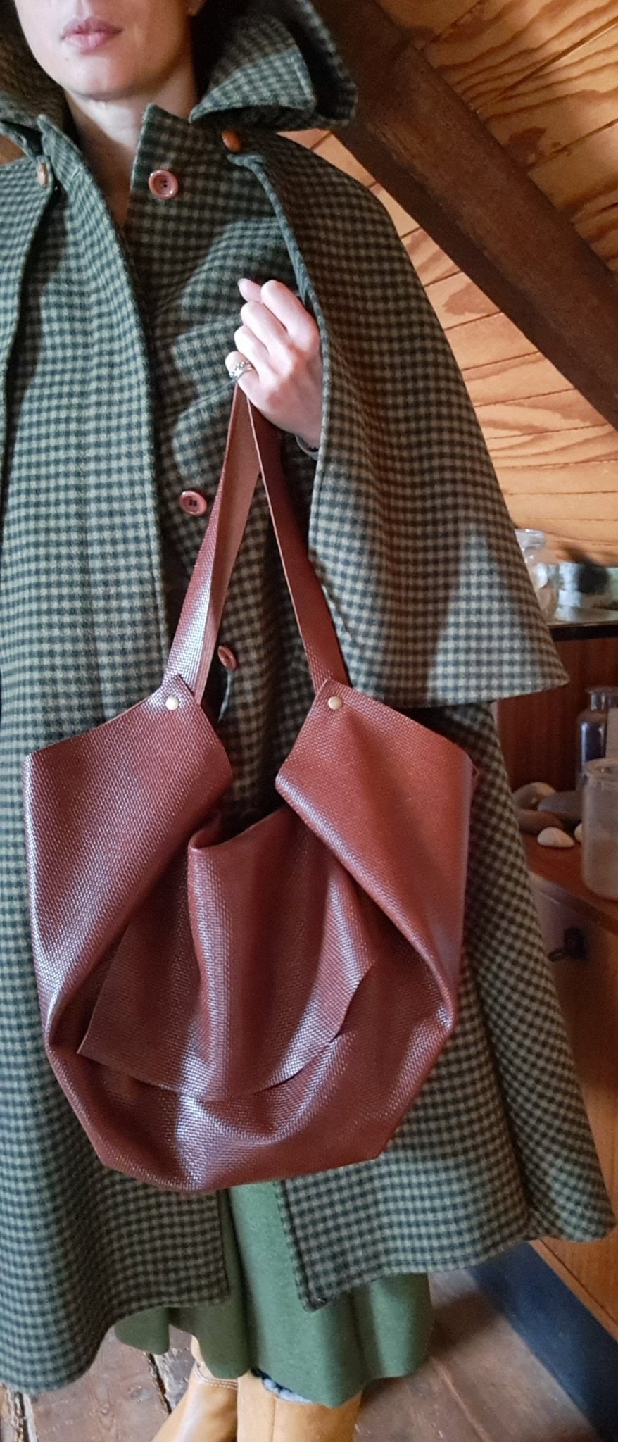 Sac Tulip grain gauffré vannerie châtaigne