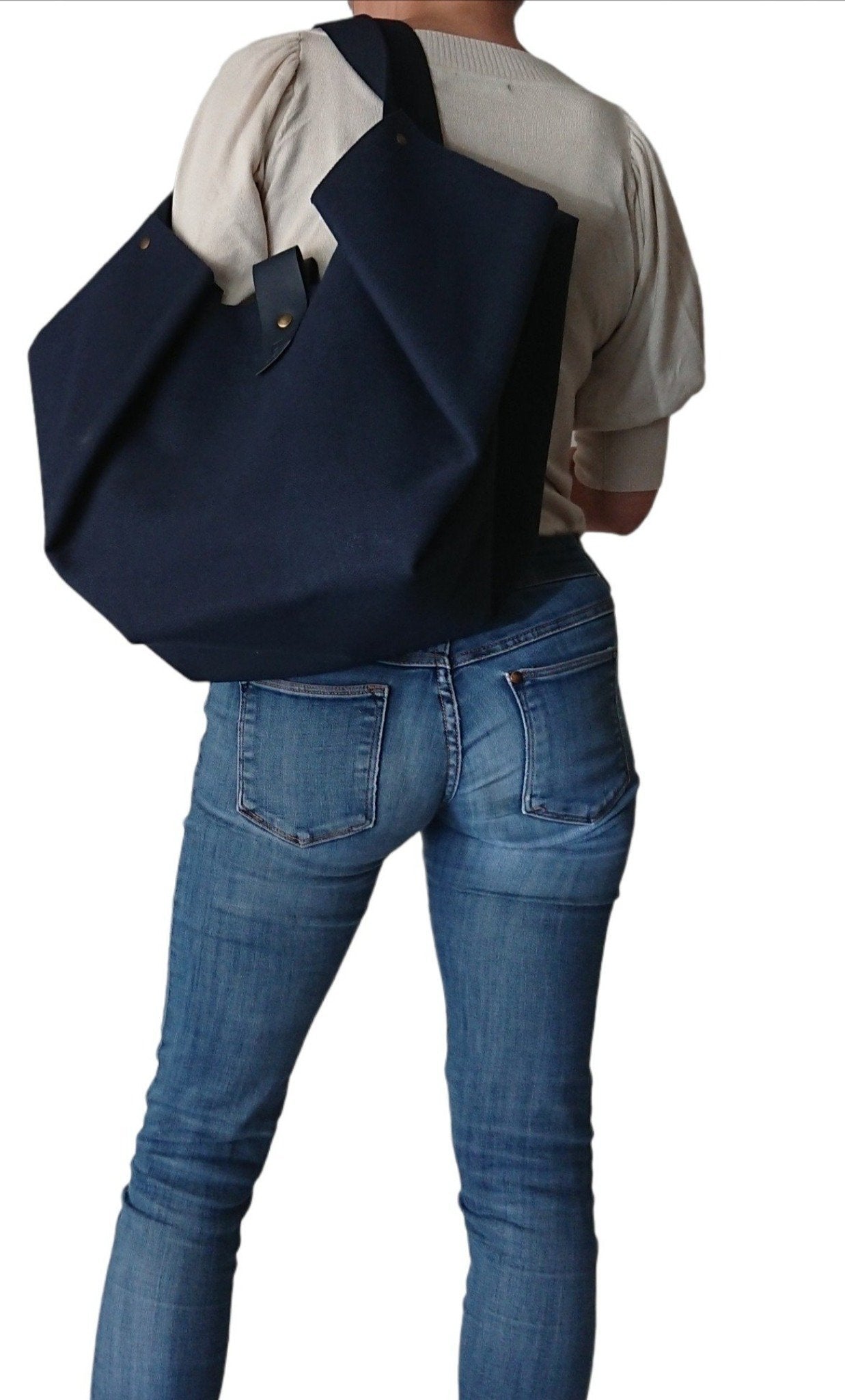 Limited Edition Navy Woven Textile Tulip Bag