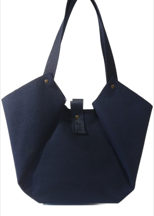 Limited Edition Navy Woven Textile Tulip Bag