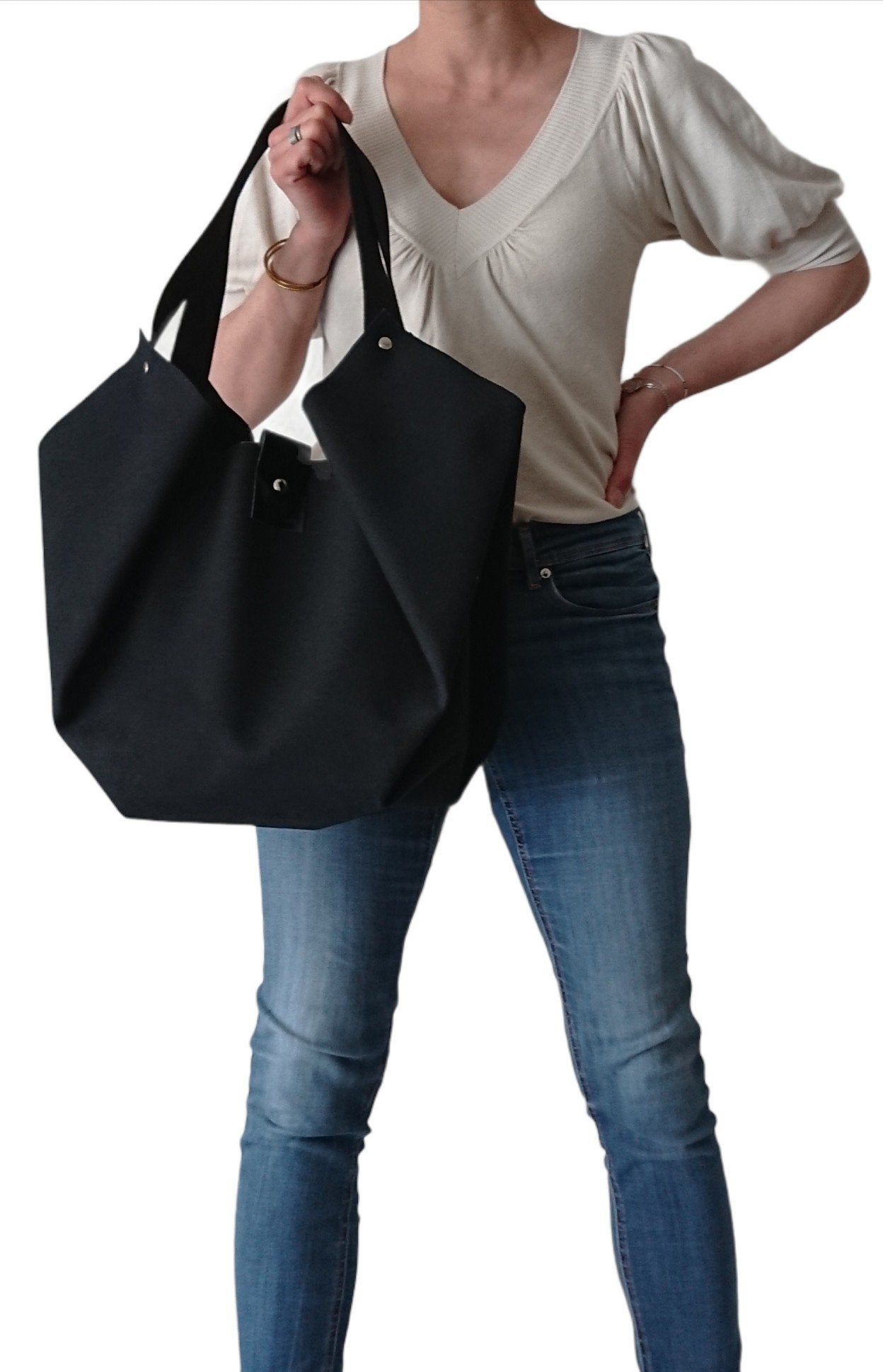 Limited Edition Black Woven Textile Tulip Bag