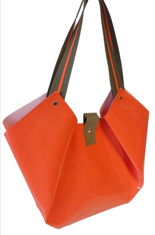 Orange Patent Tulip Textile Bag Limited Edition