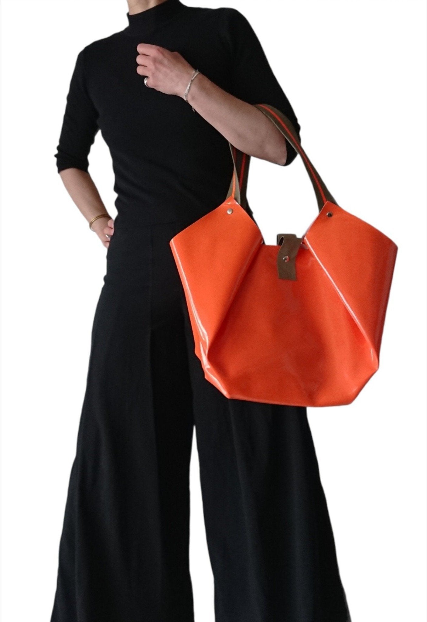 Orange Patent Tulip Textile Bag Limited Edition